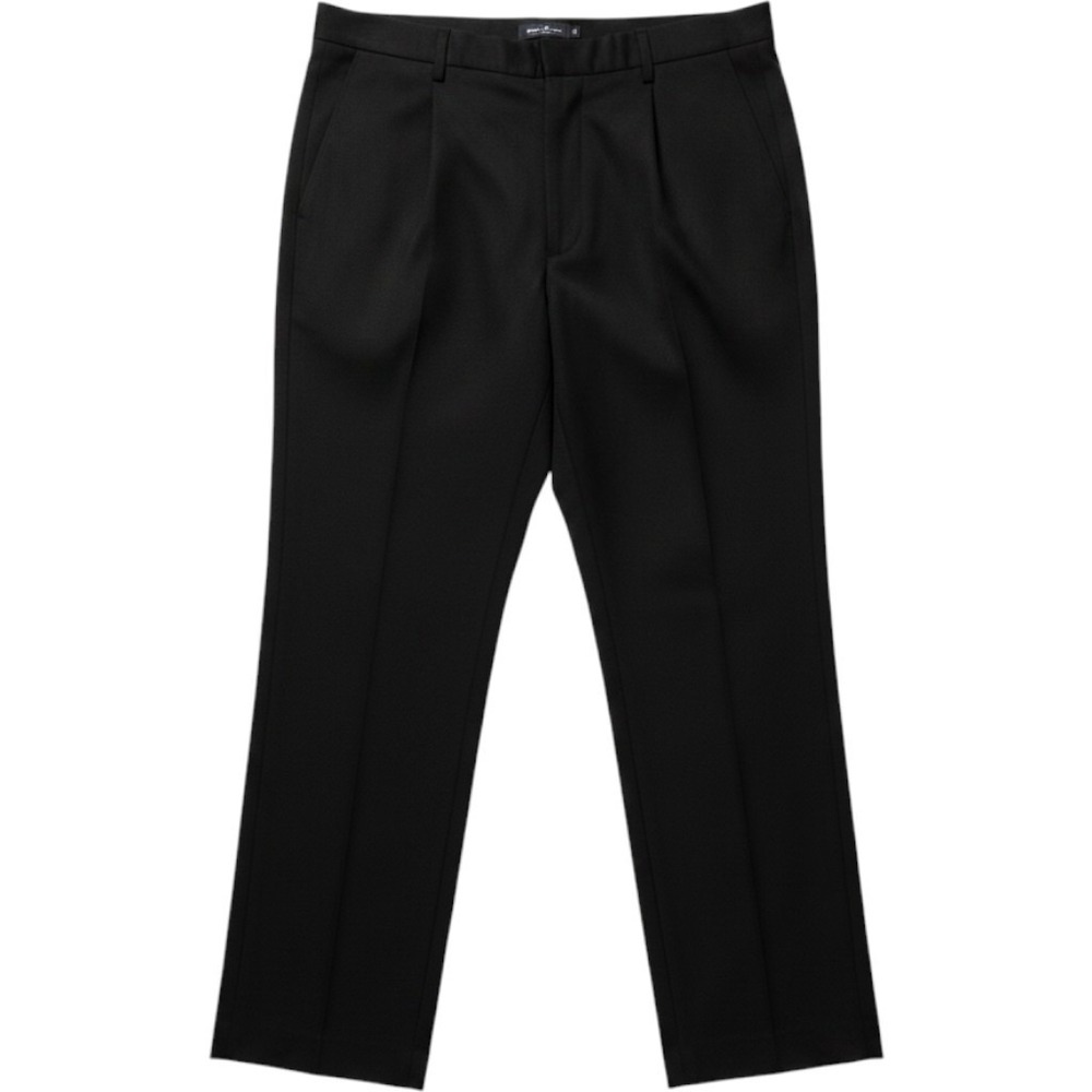 Haggar Dress Pants Mens 42x29 Black Pleated Classic Fit Microfiber Cuffed Slacks